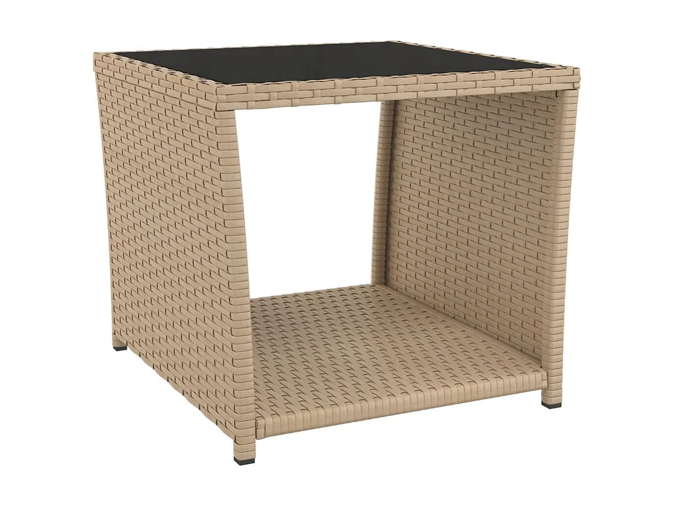 3-delige Loungeset poly rattan en staal beige