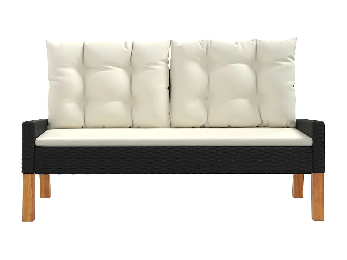 4-delige Loungeset met kussens poly rattan en massief hout