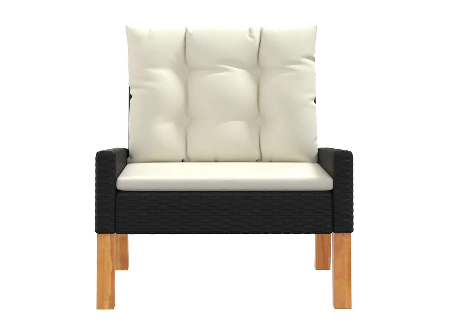 4-delige Loungeset met kussens poly rattan en massief hout