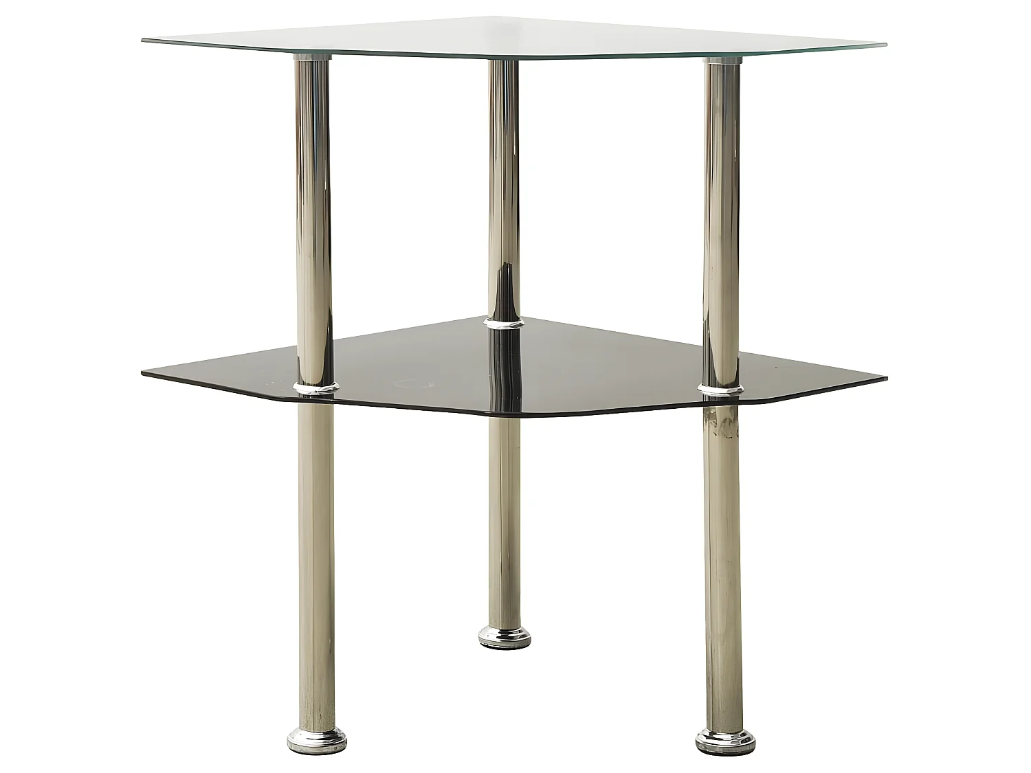 Mesa auxiliar 2 niveles vidrio transparente y negro 38x38x50 cm