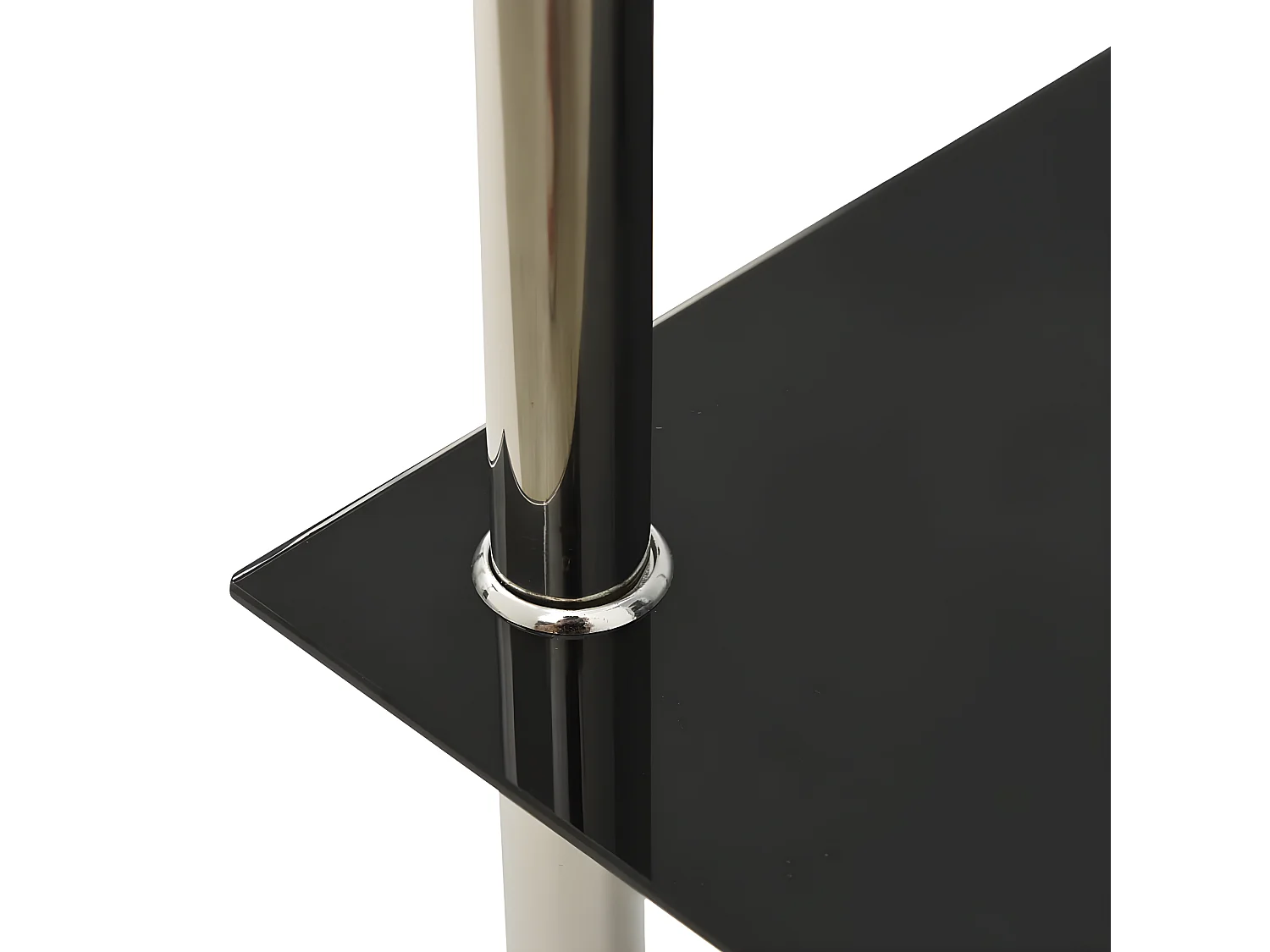 Mesa auxiliar 2 niveles vidrio transparente y negro 38x38x50 cm