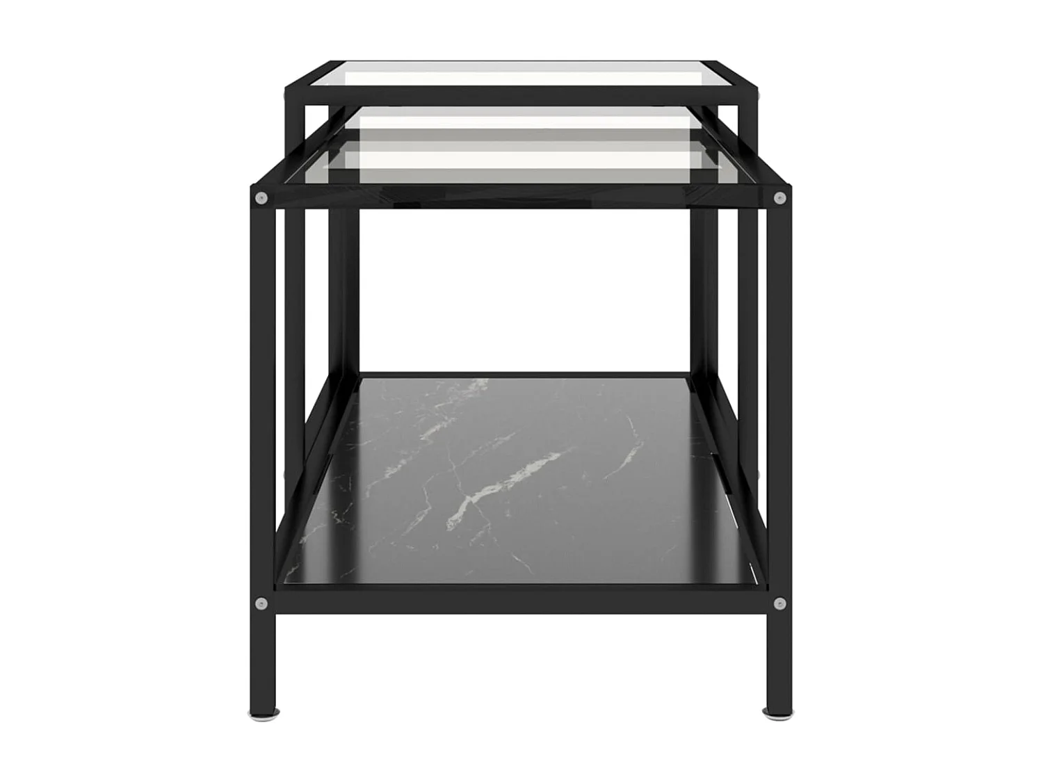 Tables à thé 2 pcs Verre trempé Noir