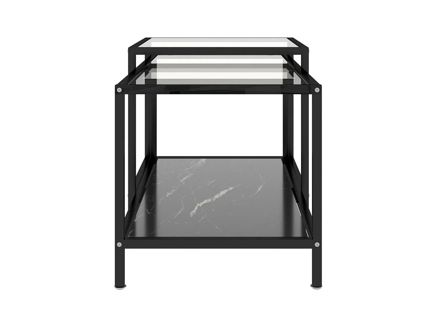 Tables à thé 2 pcs Verre trempé Noir