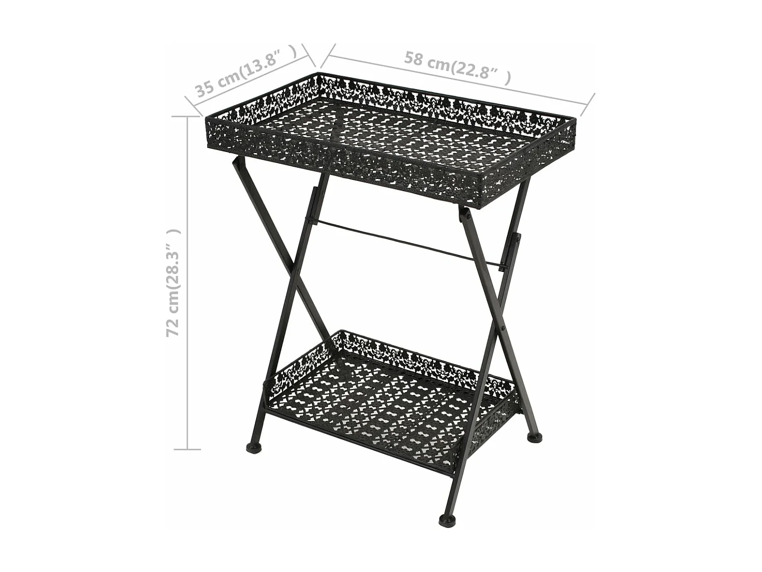 Mesa de centro plegable estilo vintage metal 58x35x72 cm negro