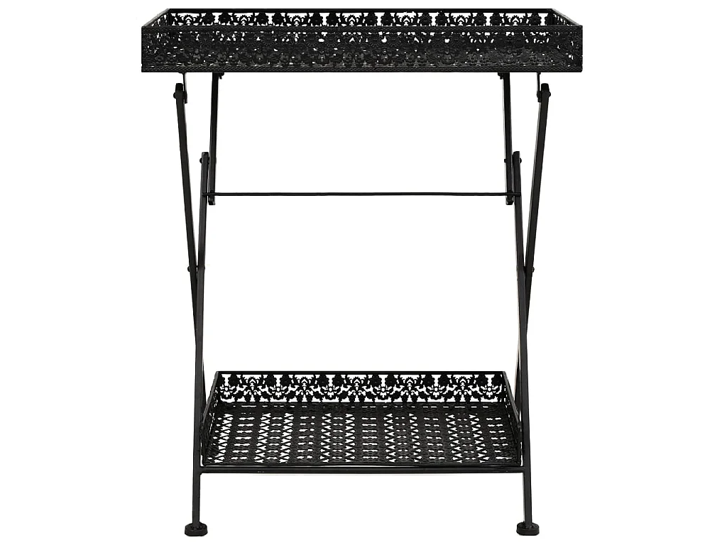 Tavolo da Tè Pieghevole Vintage Metallo 58x35x72 cm Nero