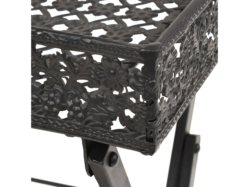 Tavolo da Tè Pieghevole Vintage Metallo 58x35x72 cm Nero