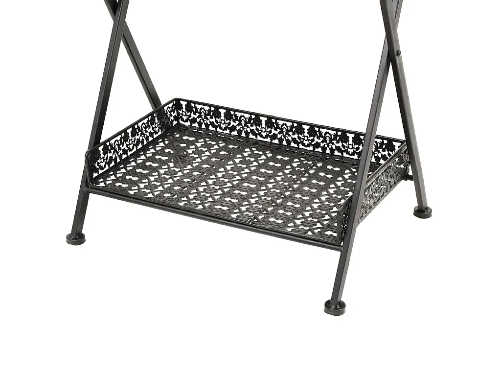 Tavolo da Tè Pieghevole Vintage Metallo 58x35x72 cm Nero