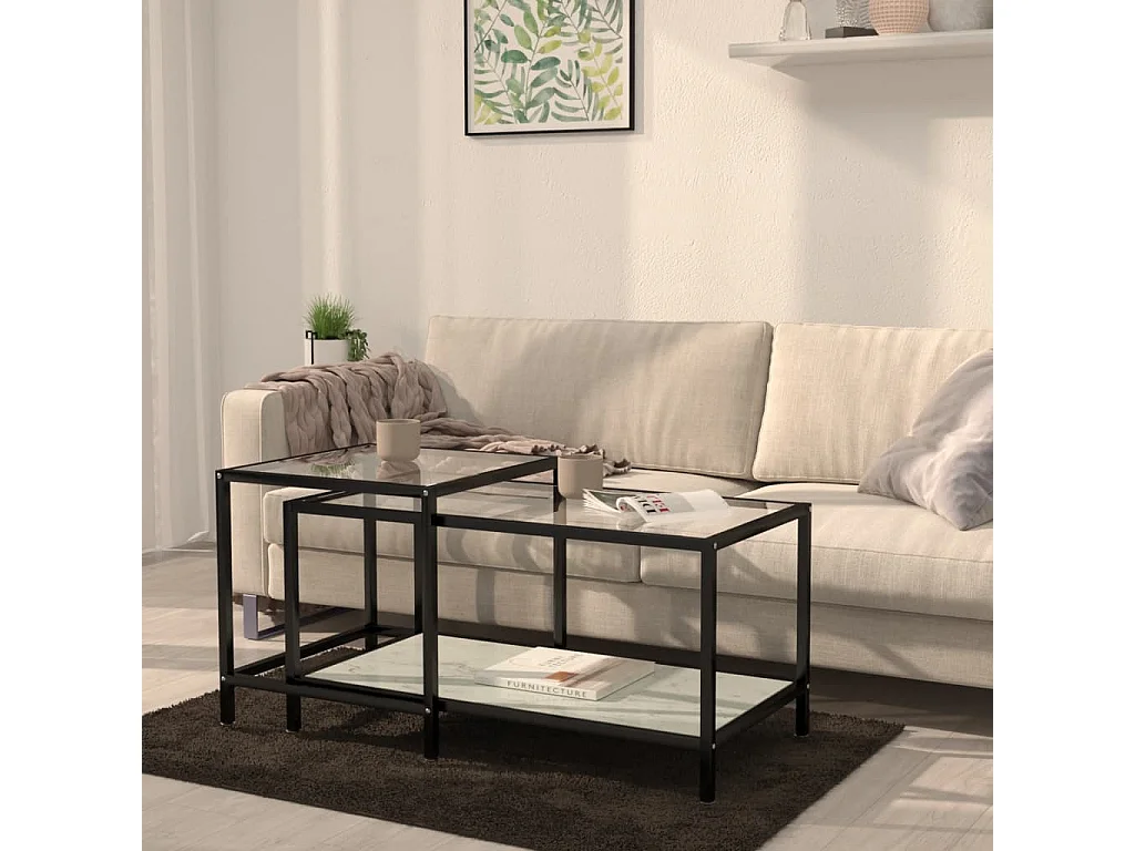 Mesas de centro 2 pcs vidro temperado branco