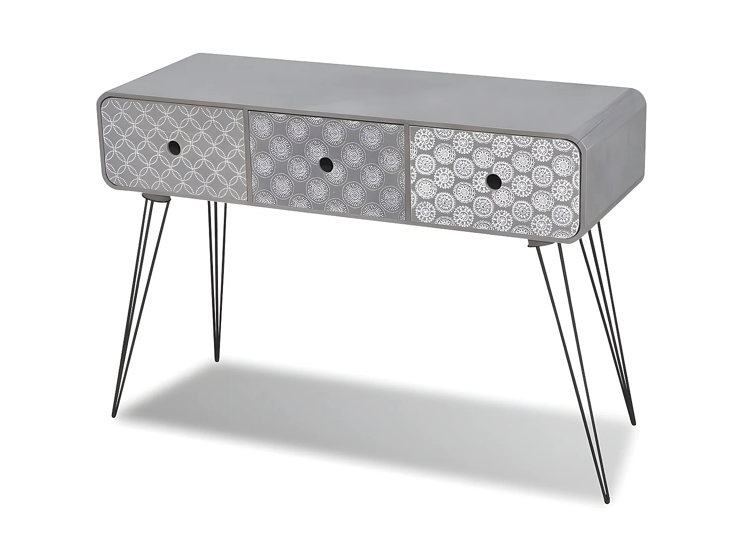 Table console avec 3 tiroirs Gris