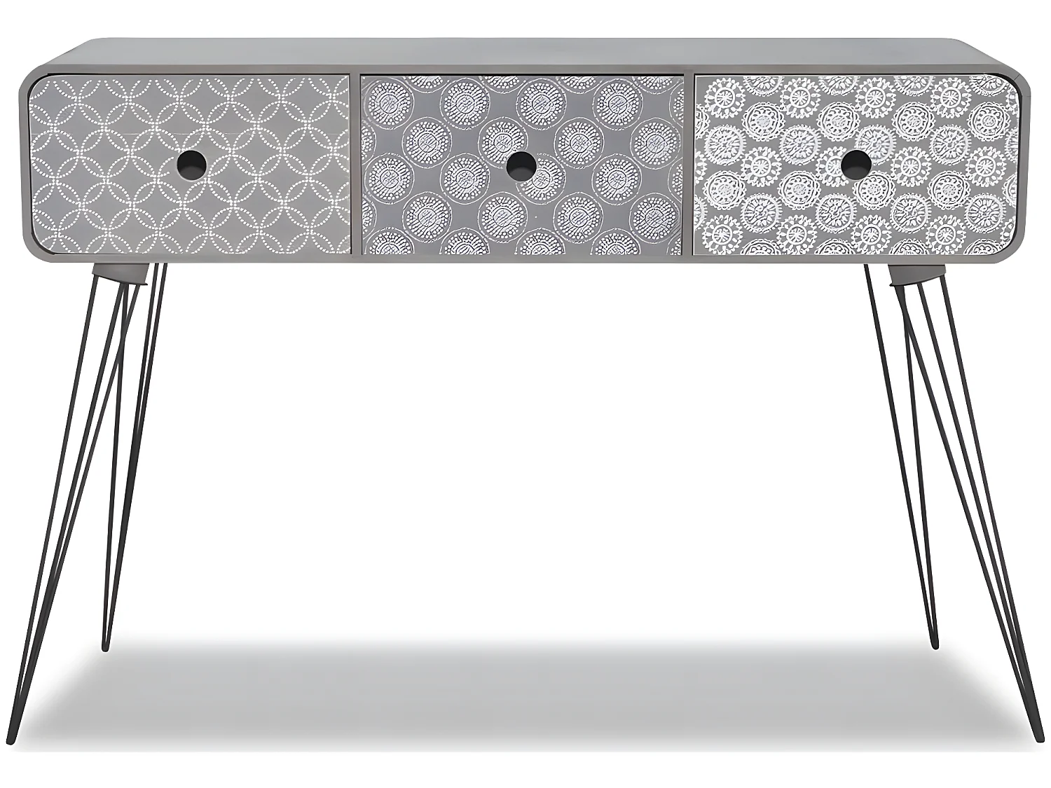 Table console avec 3 tiroirs Gris