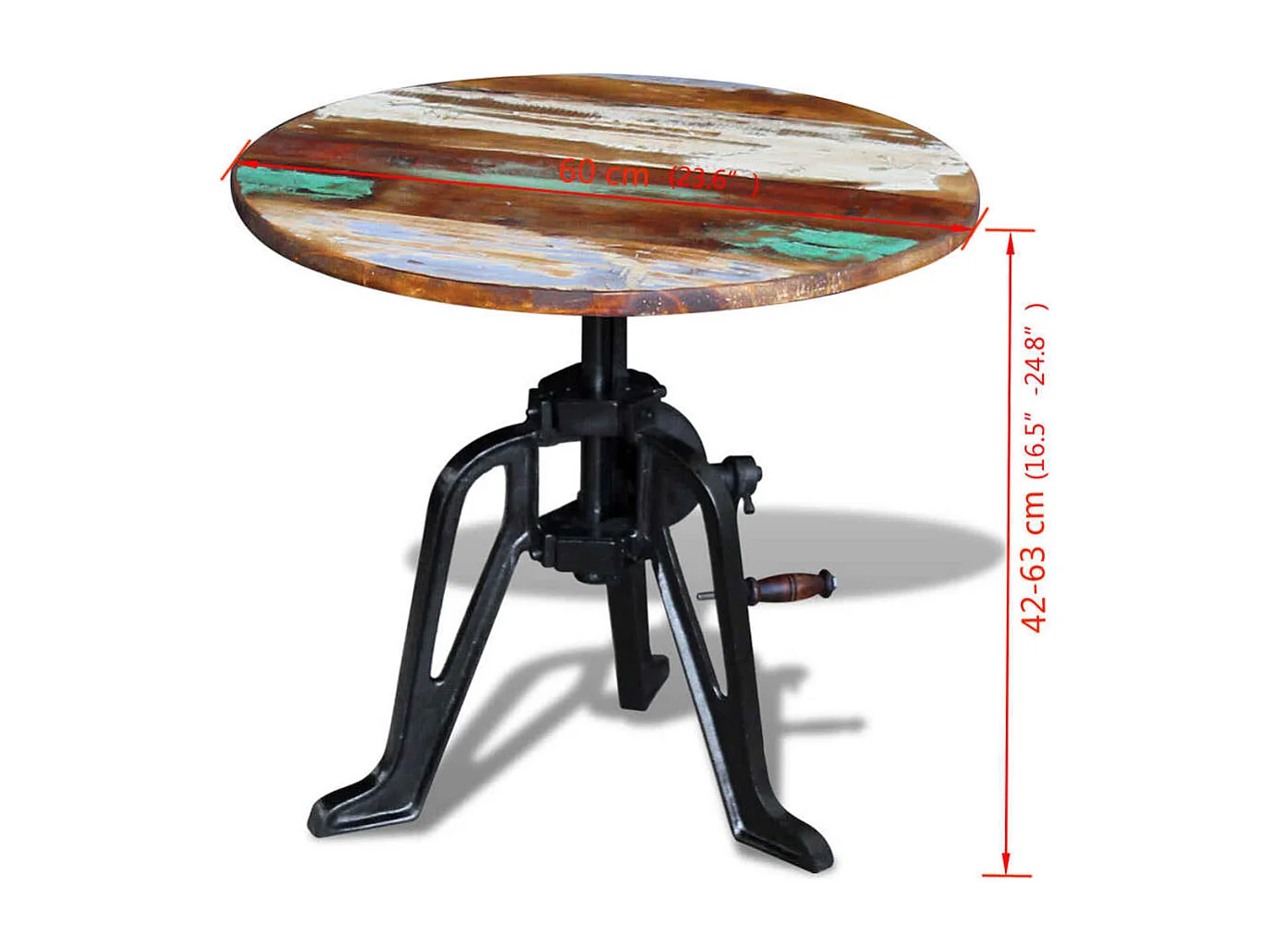 Table auxiliaire Bois de récupération massif Fonte 60x(42-63)cm