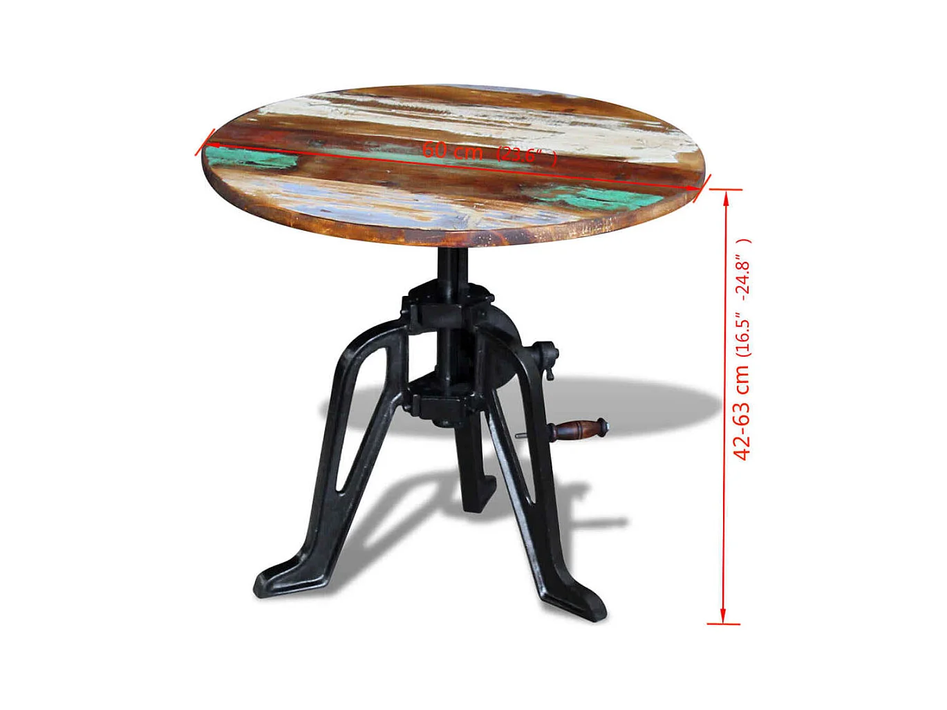 Table auxiliaire Bois de récupération massif Fonte 60x(42-63)cm