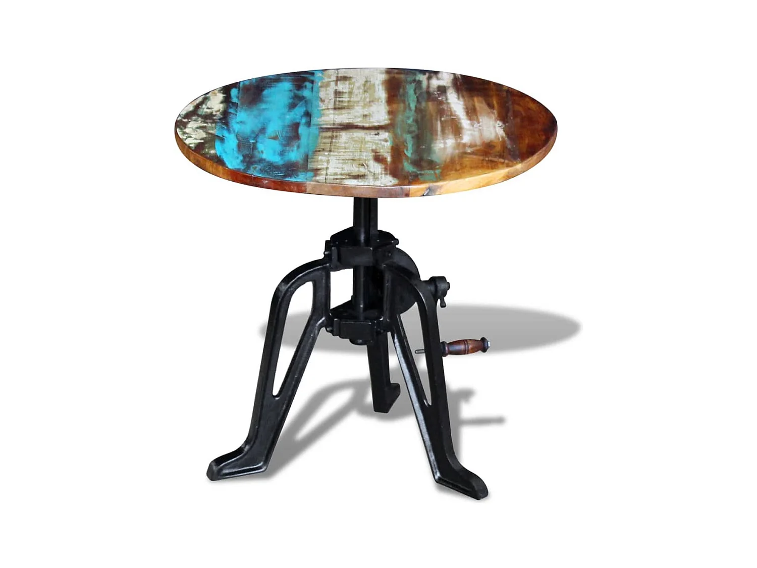 Table auxiliaire Bois de récupération massif Fonte 60x(42-63)cm