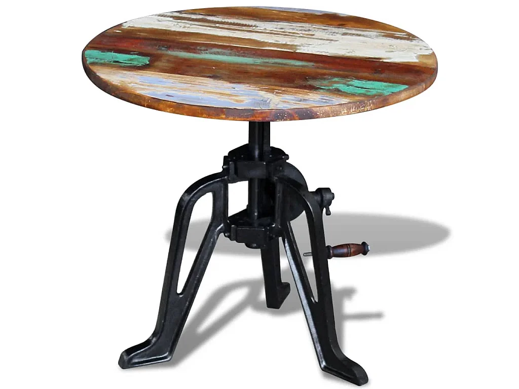 Table auxiliaire Bois de récupération massif Fonte 60x(42-63)cm