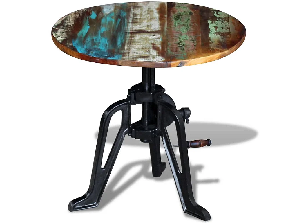 Table auxiliaire Bois de récupération massif Fonte 60x(42-63)cm