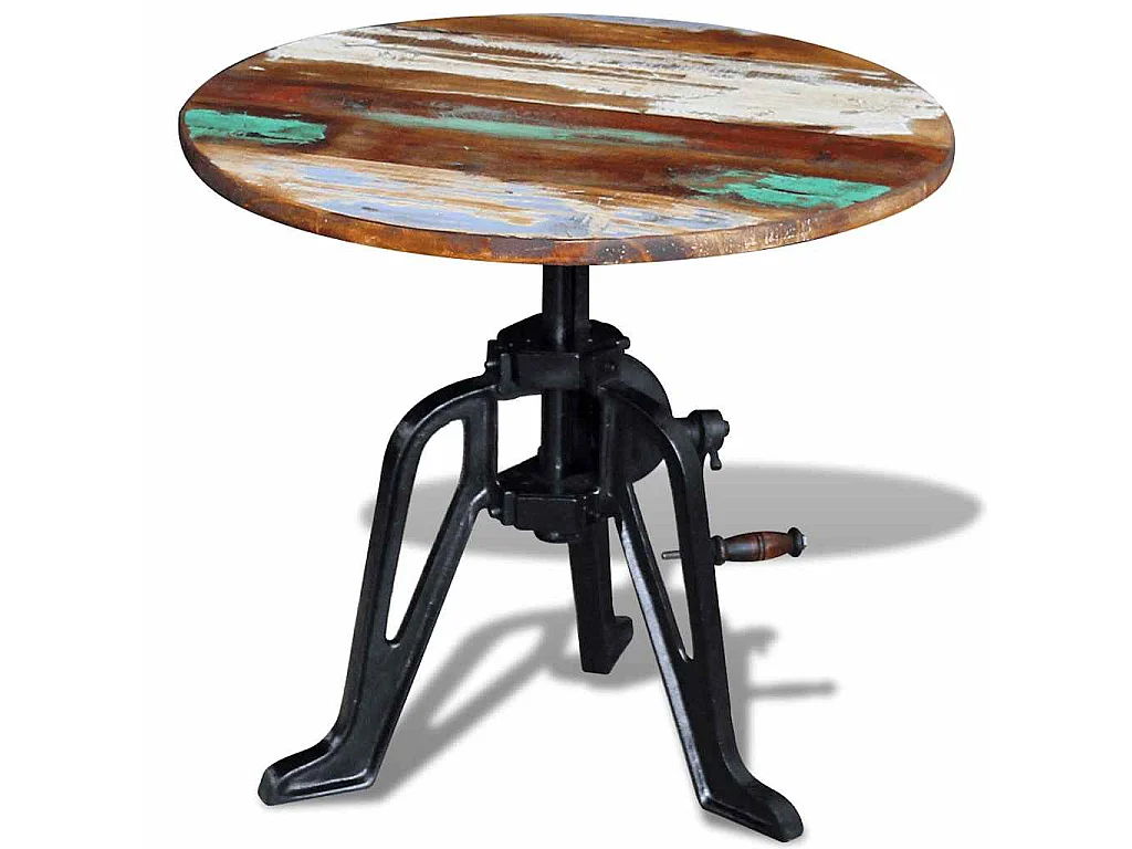 Table auxiliaire Bois de récupération massif Fonte 60x(42-63)cm
