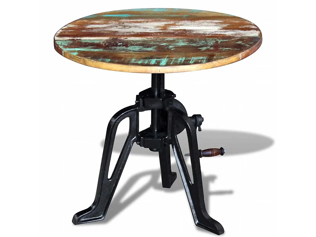 Table auxiliaire Bois de récupération massif Fonte 60x(42-63)cm
