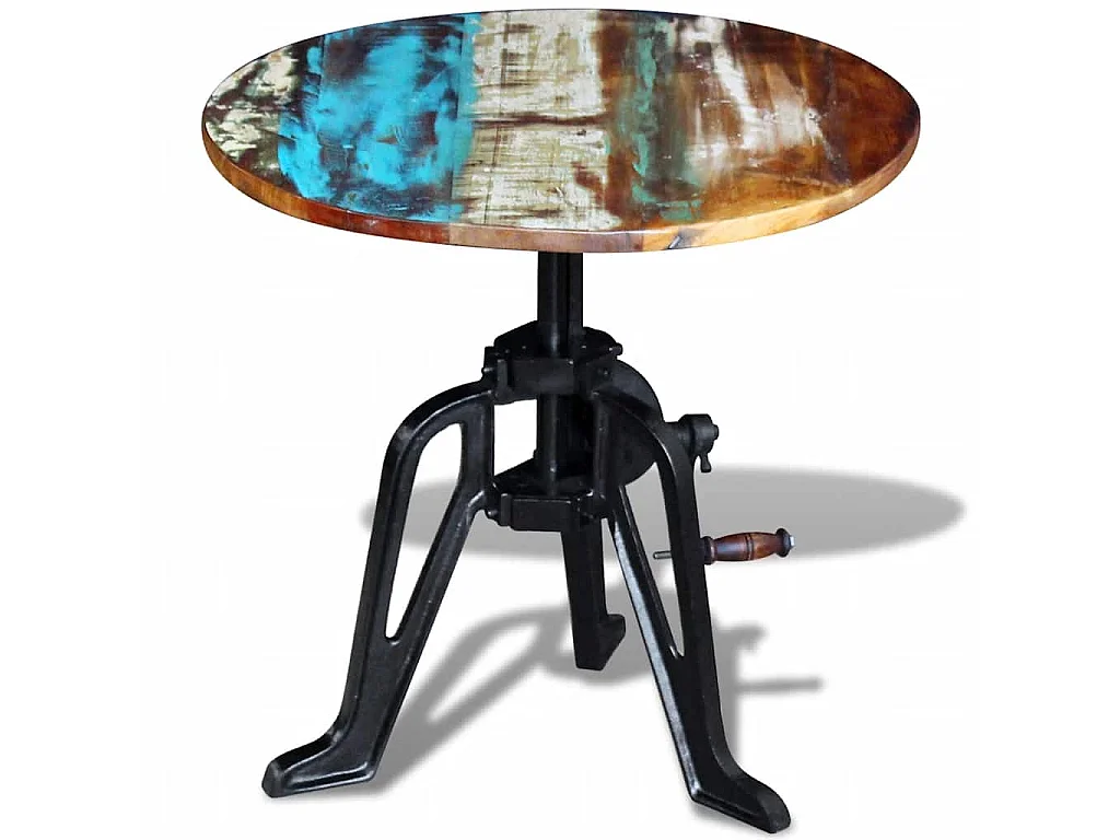 Table auxiliaire Bois de récupération massif Fonte 60x(42-63)cm