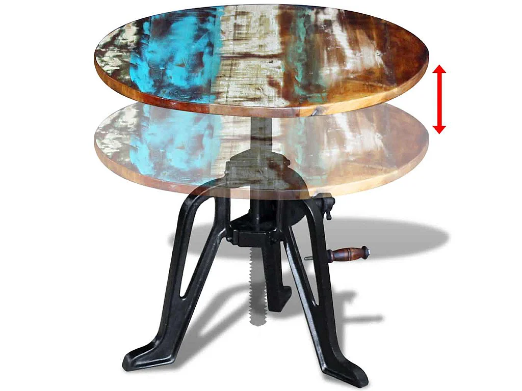 Table auxiliaire Bois de récupération massif Fonte 60x(42-63)cm
