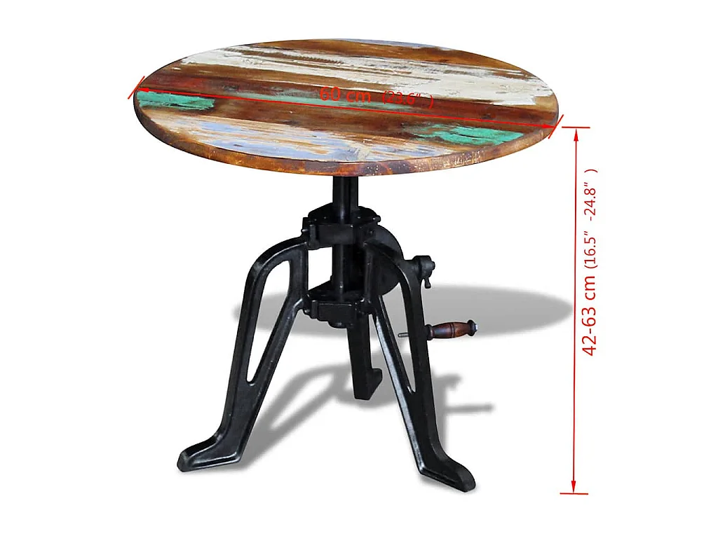 Table auxiliaire Bois de récupération massif Fonte 60x(42-63)cm