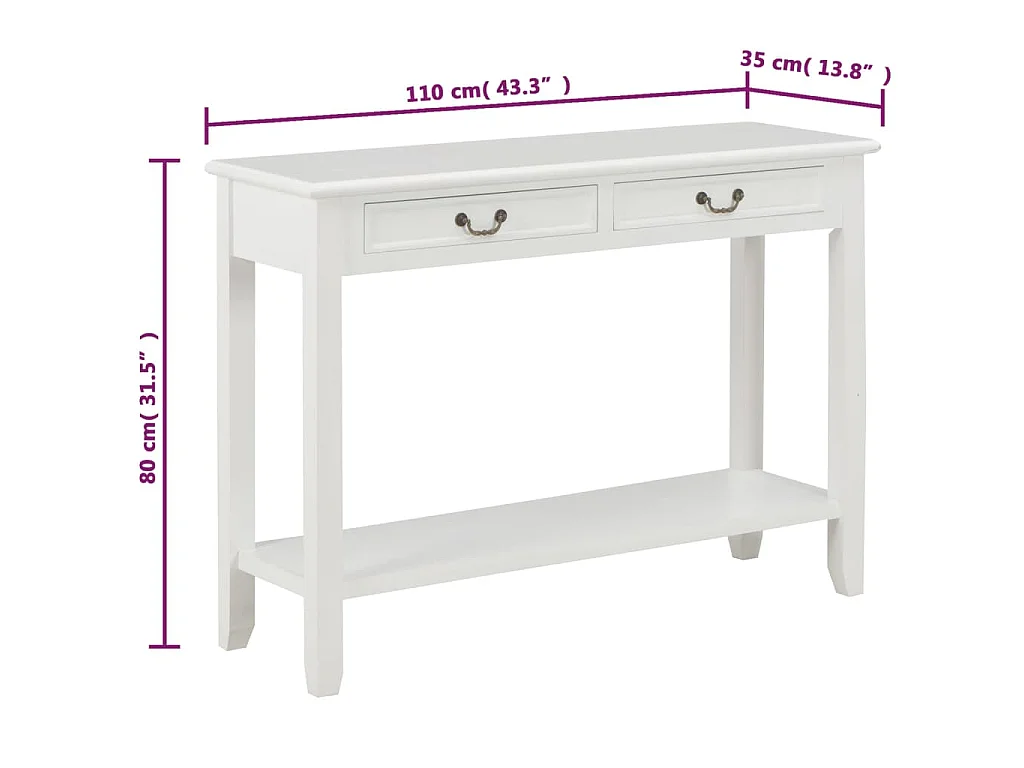 Table console Blanc 110x35x80 cm Bois