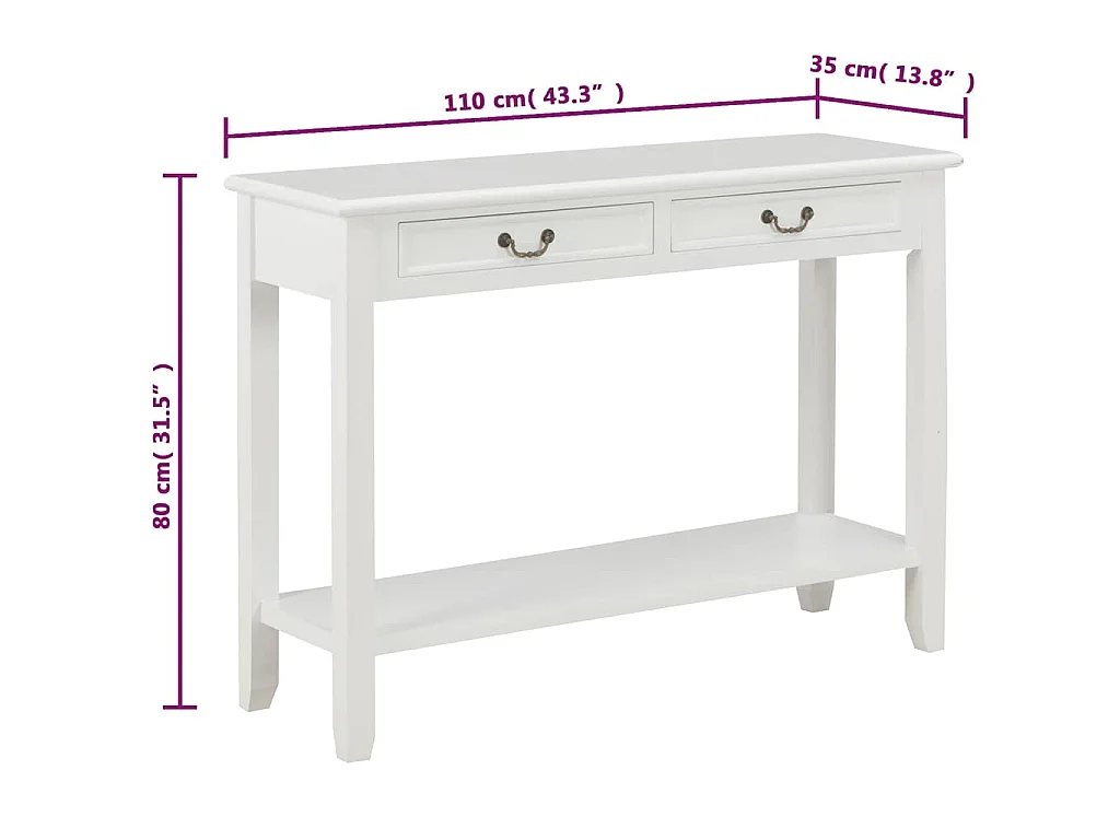 Table console Blanc 110x35x80 cm Bois