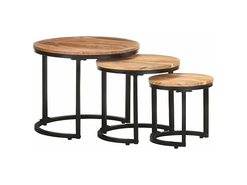 Tables d'appoint 3 pcs Bois d'acacia solide