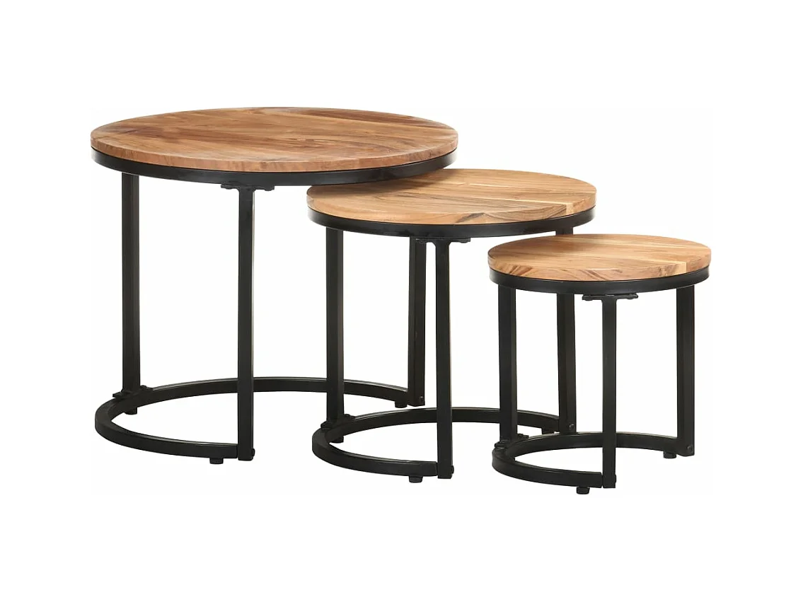 Tables d'appoint 3 pcs Bois d'acacia solide