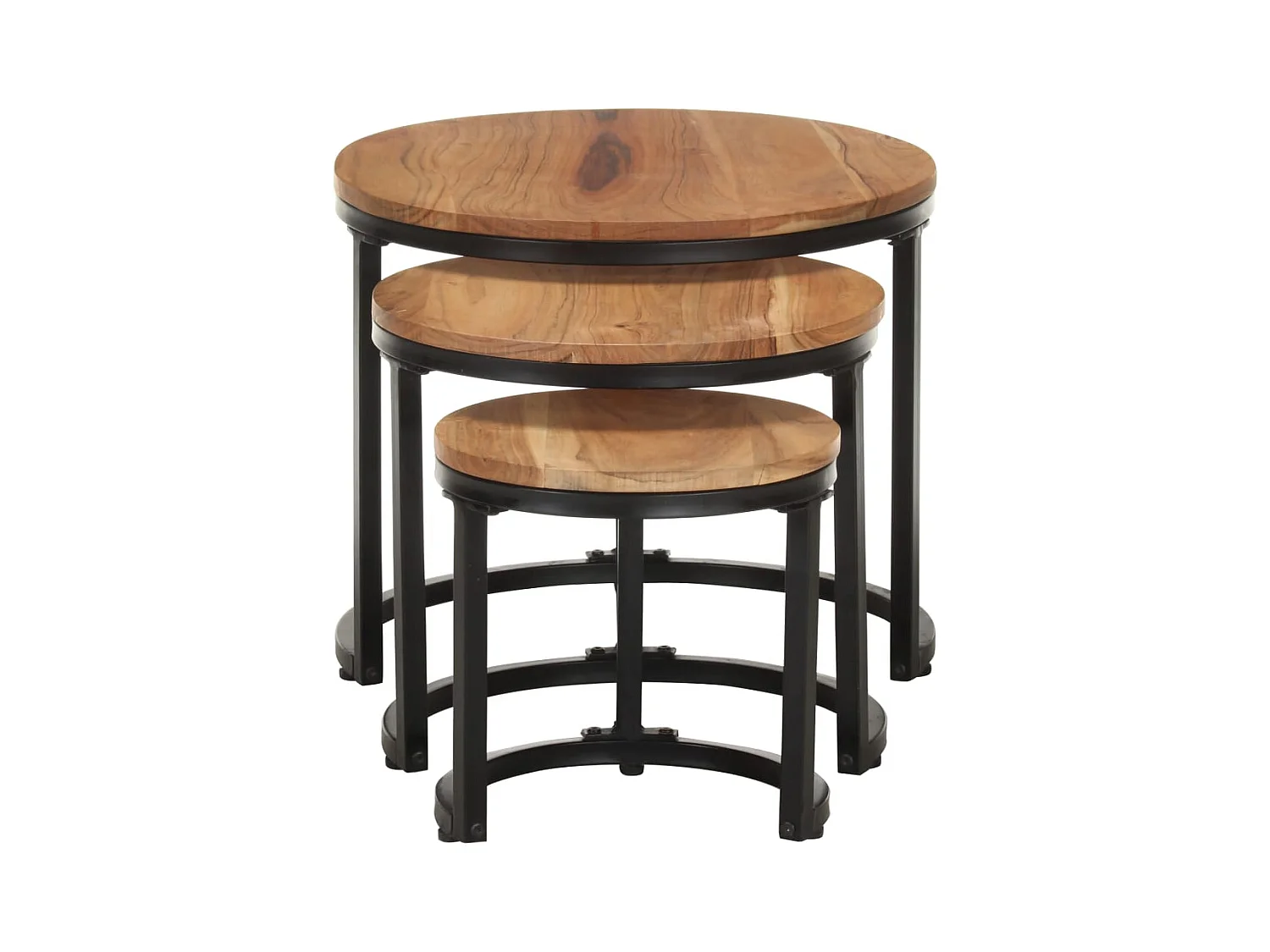 Bijzettafels 3 st massief acaciahout