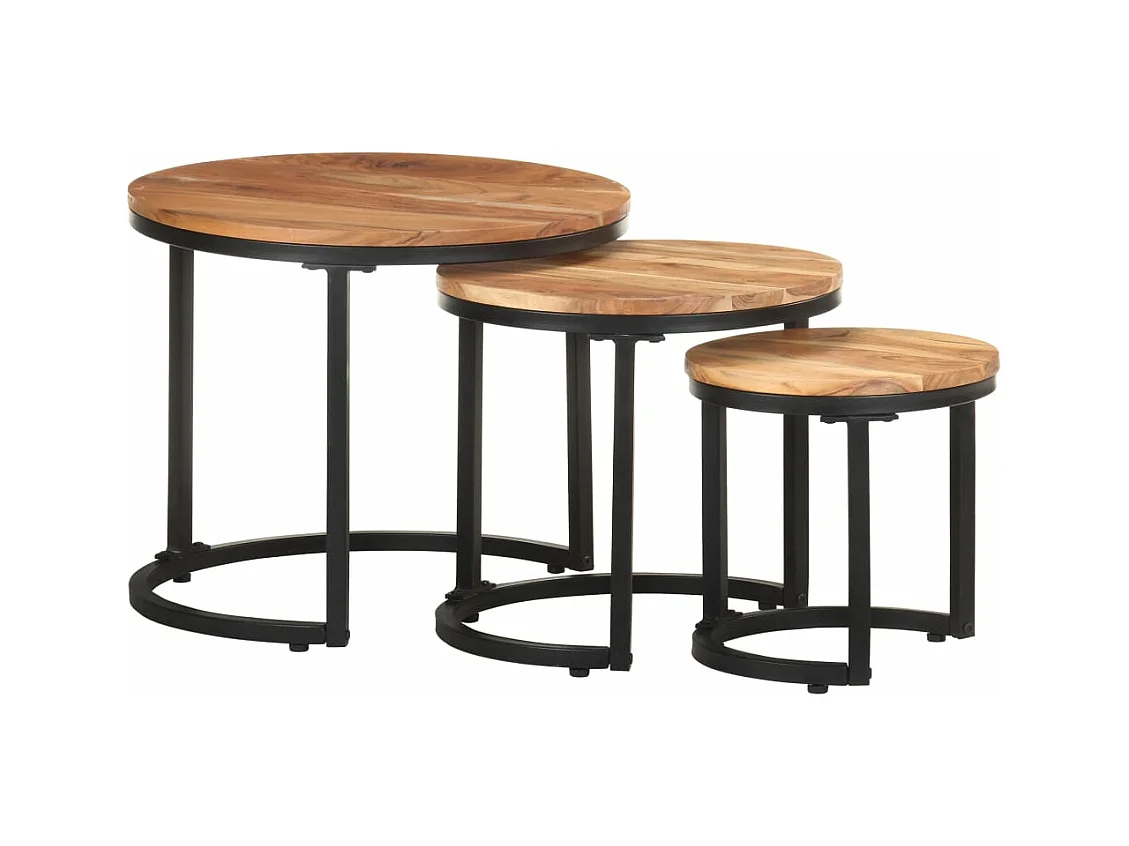 Bijzettafels 3 st massief acaciahout