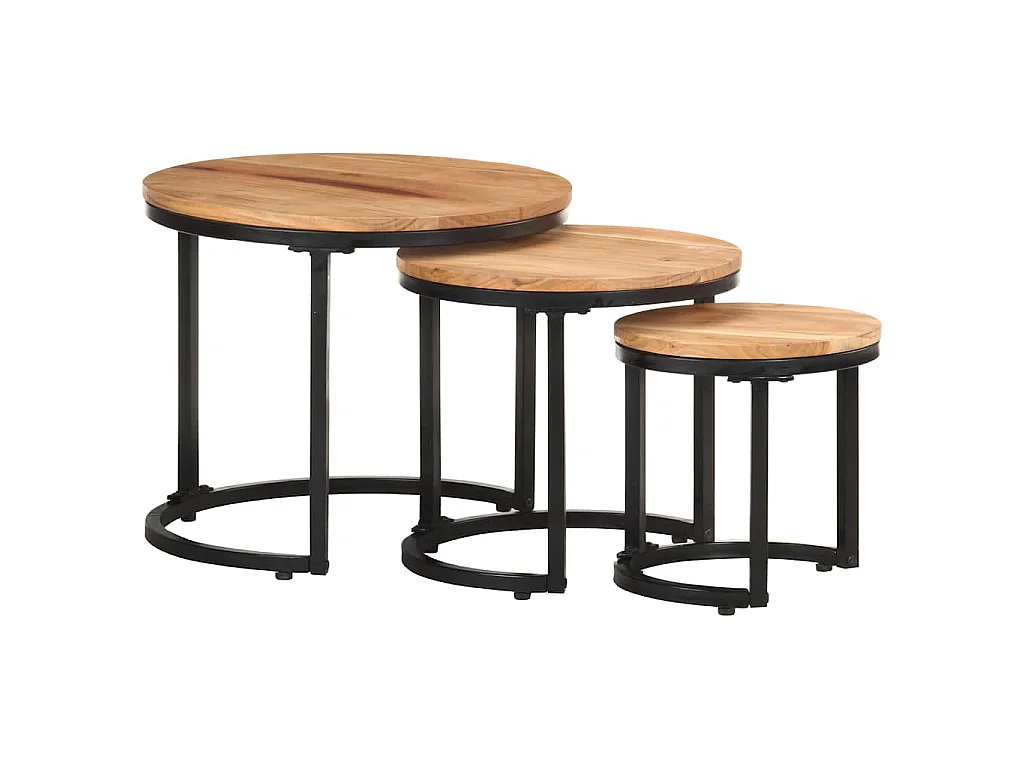 Tables d'appoint 3 pcs Bois d'acacia solide