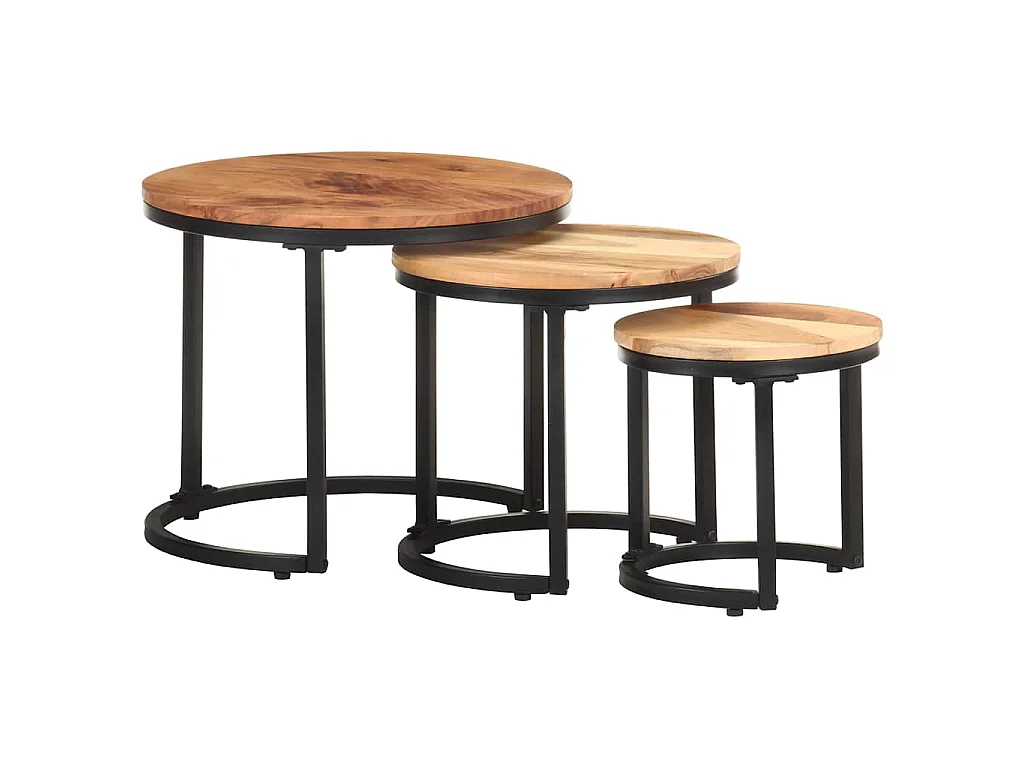Tables d'appoint 3 pcs Bois d'acacia solide