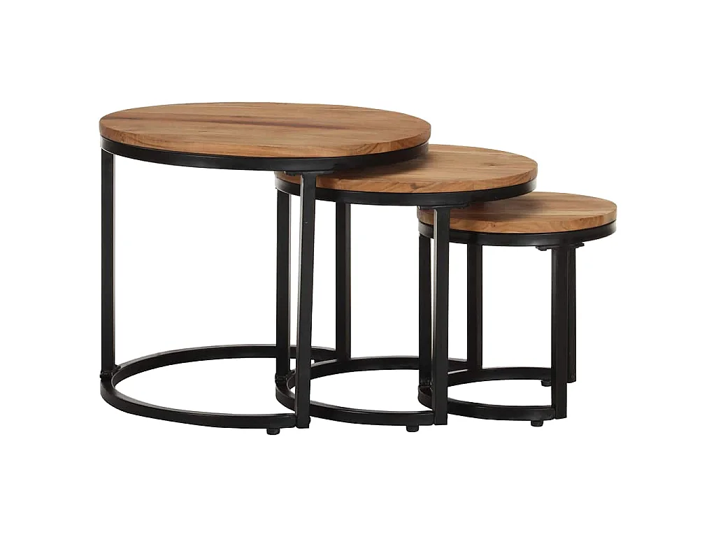 Tables d'appoint 3 pcs Bois d'acacia solide