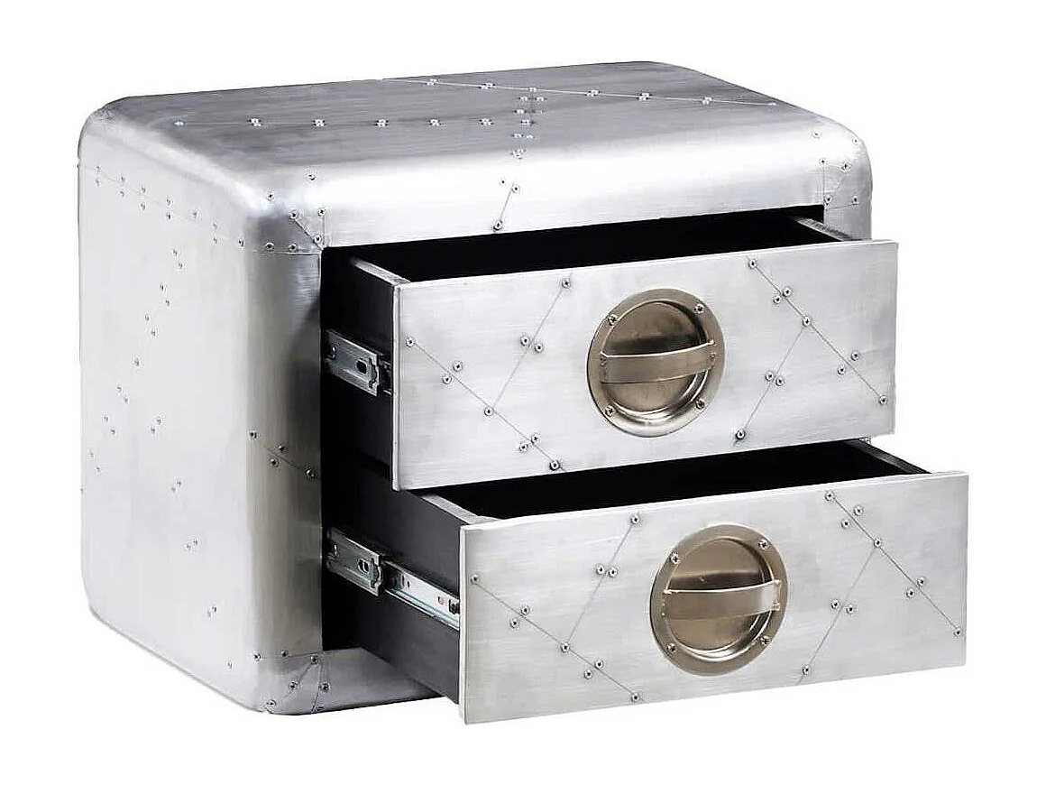 Table de coin avec 2 tiroirs vintage style d'aviation