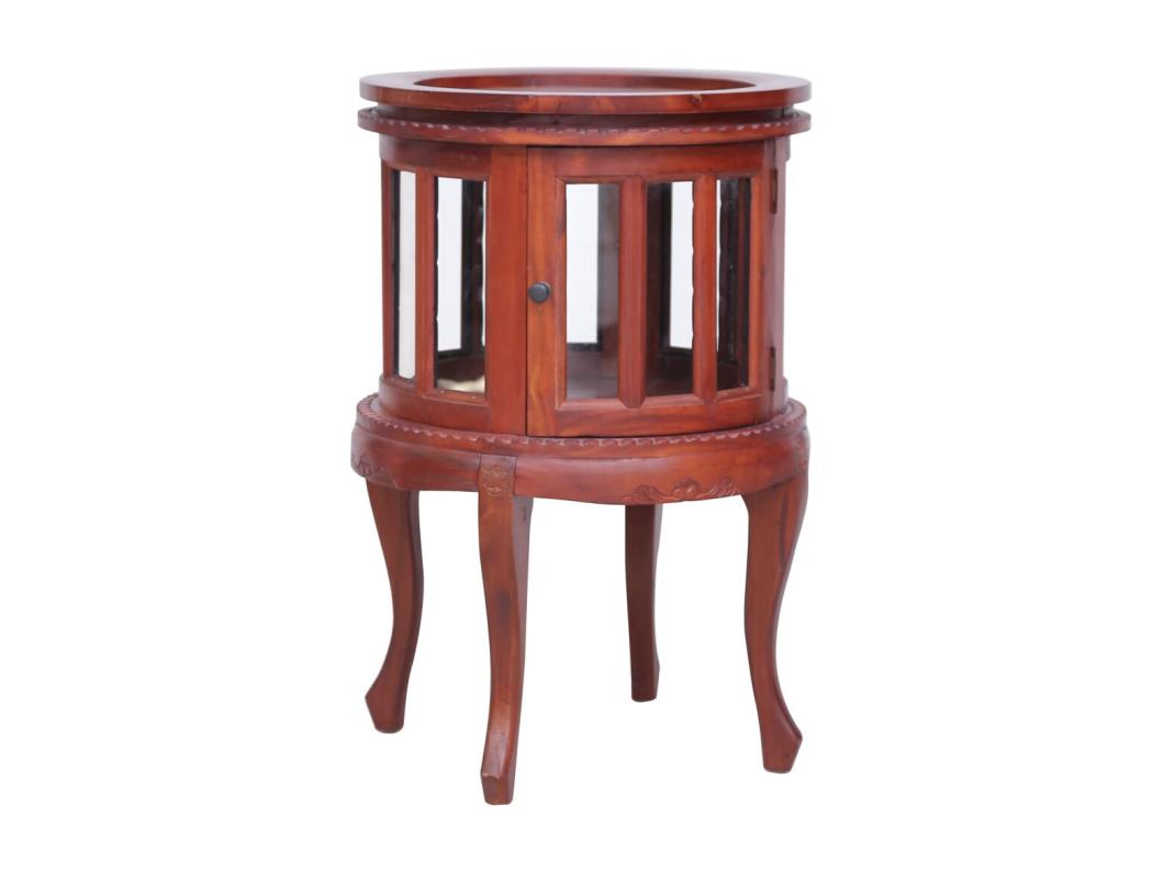 Armario vitrina de madera maciza de caoba marrón 50x50x76 cm