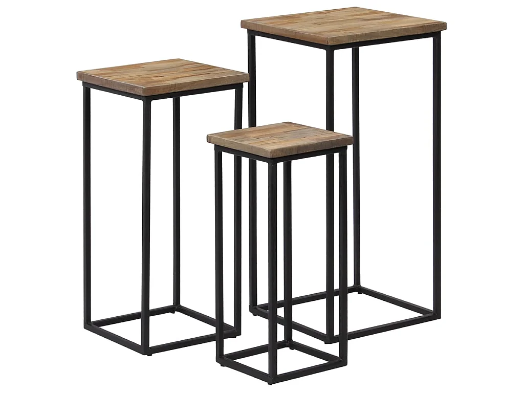Ensemble de tables pour plante 3 pcs Teck recyclé