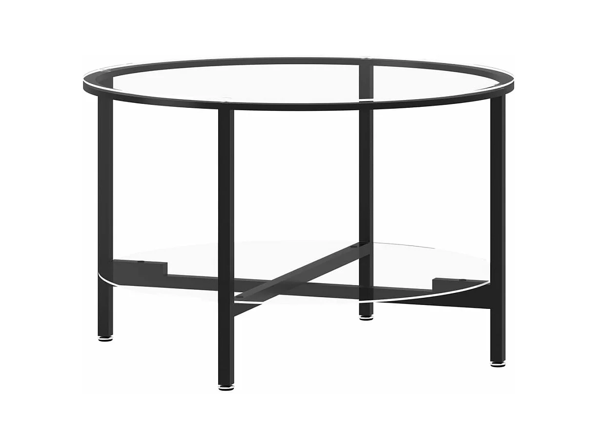 Table à thé Noir et transparent 70 cm Verre trempé
