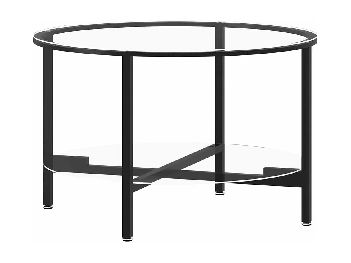 Beistelltisch Schwarz und Transparent 70 cm Hartglas