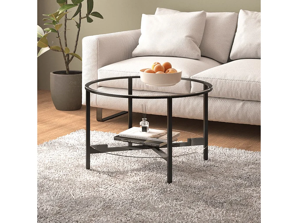 Table à thé Noir et transparent 70 cm Verre trempé