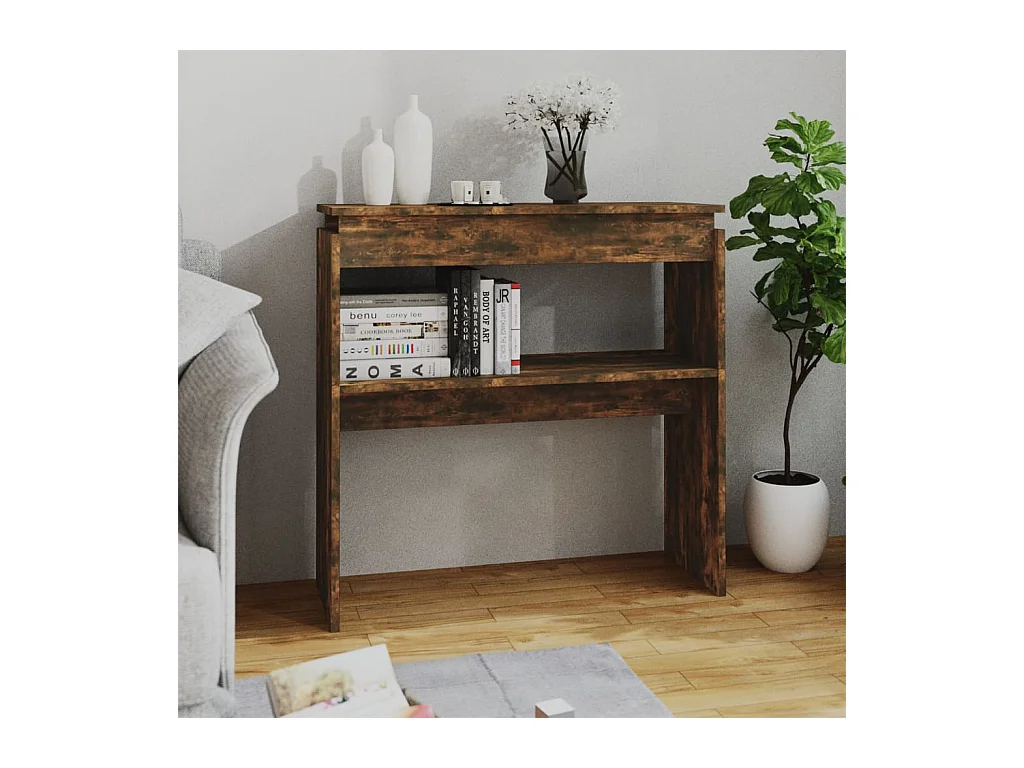 Table console Chêne fumé 80x30x80 cm Bois d'ingénierie