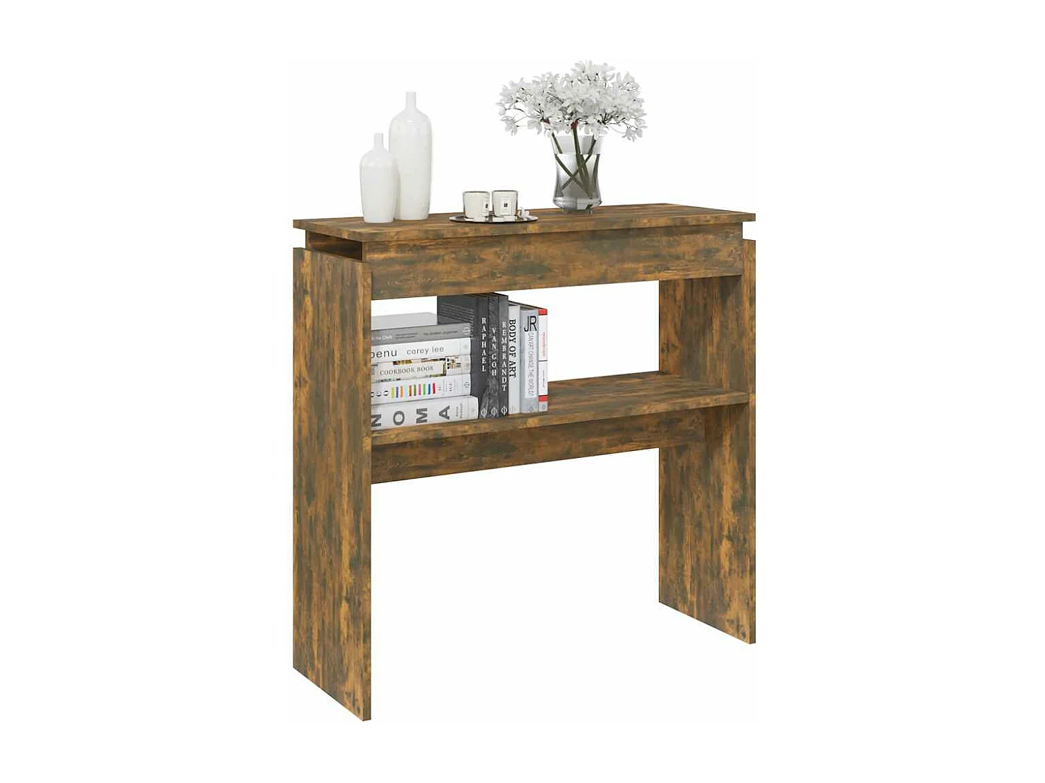 Mesa consola madera contrachapada roble ahumado 80x30x80 cm