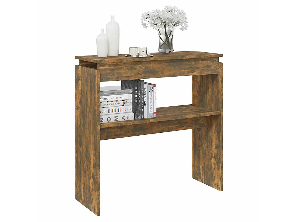 Table console Chêne fumé 80x30x80 cm Bois d'ingénierie