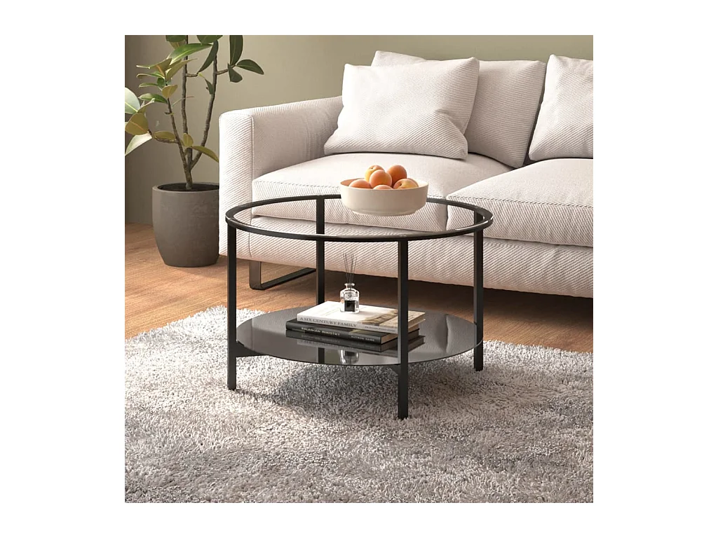 Mesa de centro vidrio templado negro y transparente 70 cm