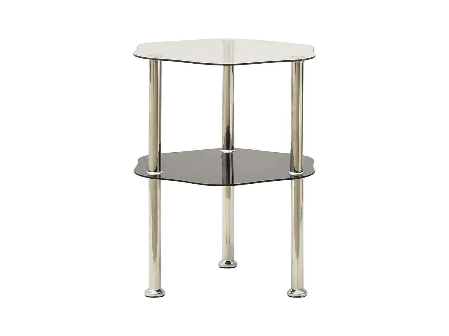 Bijzettafel 2-laags 38x38x50 cm gehard glas transparant zwart