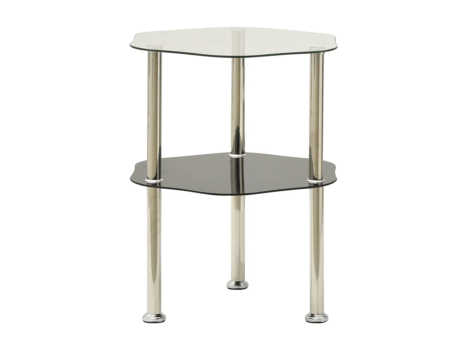 Table 2 niveaux Transparent et noir 38x38x50 cm Verre trempé