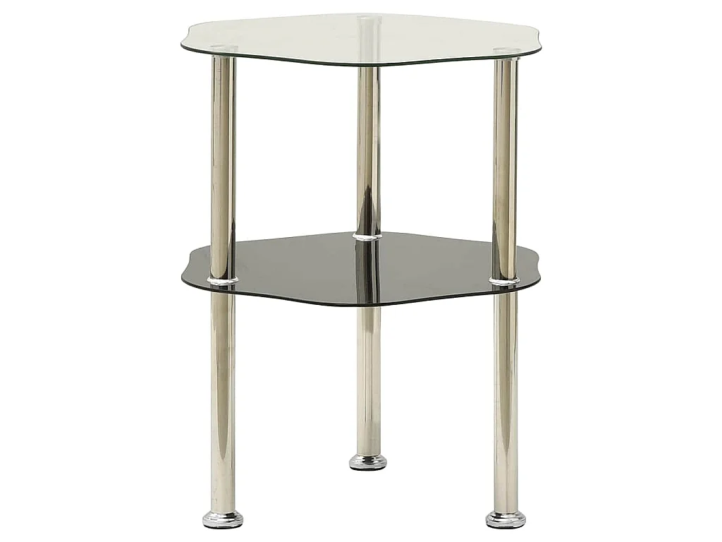Mesa apoio 2 prateleiras 38x38x50cm vidro temp. transp./preto