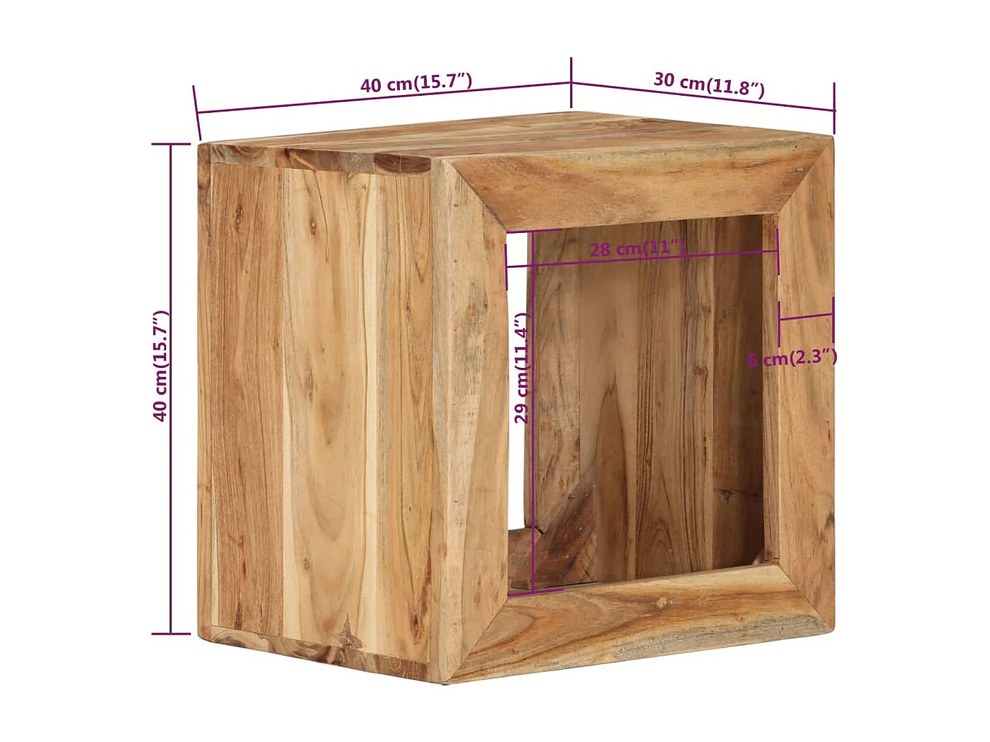 Tabouret 40x30x40 cm Bois d'acacia solide