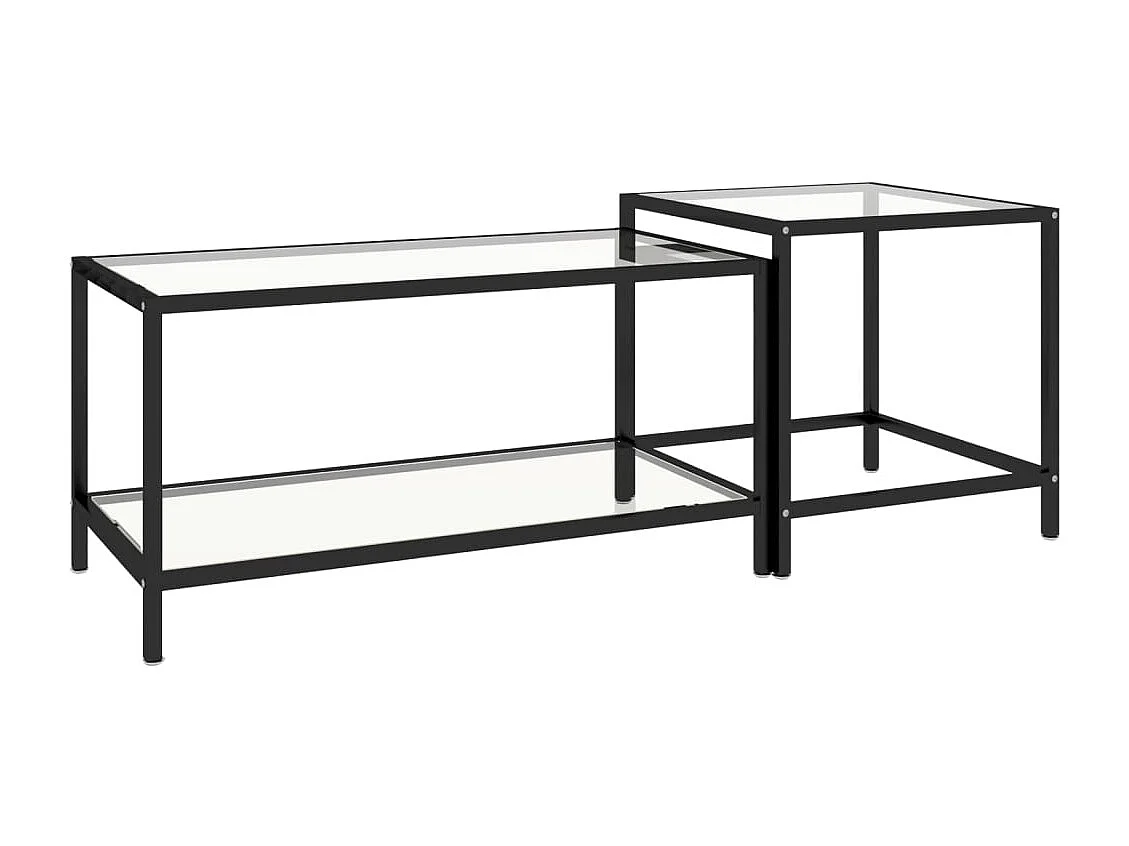 Tables à thé 2 pcs Verre trempé Transparent