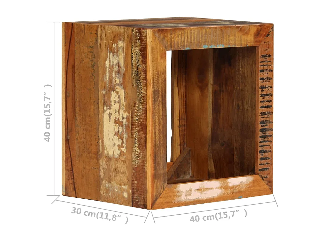 Sgabello in Legno Massello di Recupero 40x30x40 cm