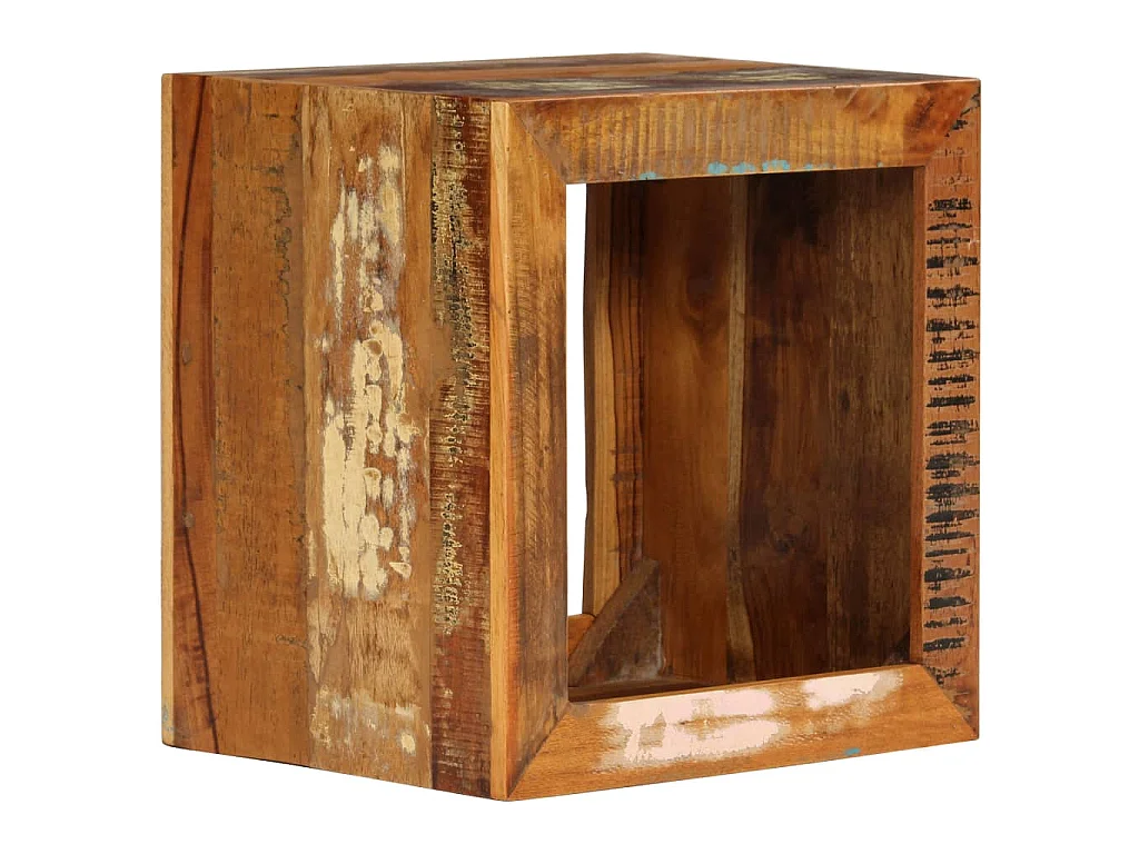 Sgabello in Legno Massello di Recupero 40x30x40 cm